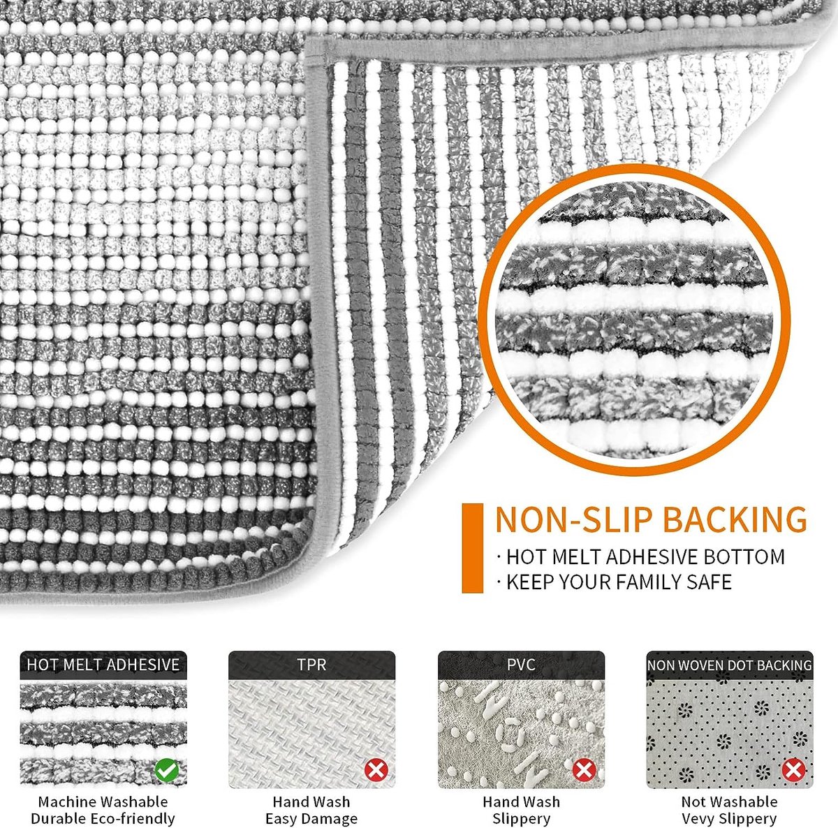 Homaxy Memoryschuim Badmat Zacht Badematte Antislip Wasbaar Dik Badteppich Absorberend Badvoorlegger Badtapijt Douchemat voor Badkamer - 60x120 cm, Donkergrijs