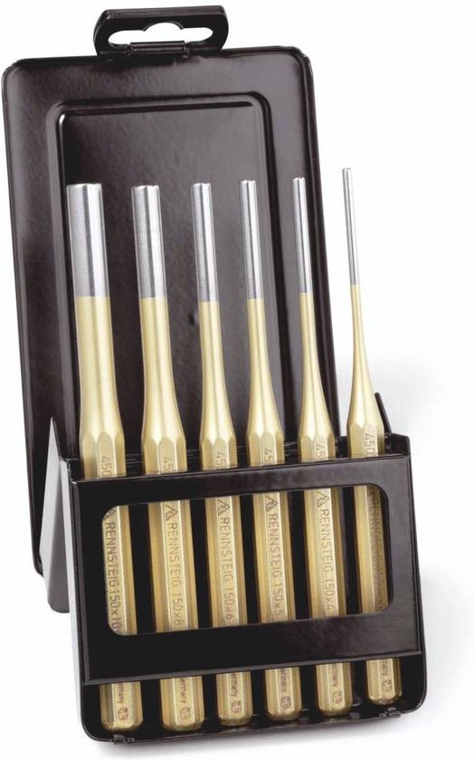 RENNSTEIG NO.425 160 0 Set Parallel Pin Punch in metal box, 6pcs