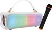 N-Gear Blazooka 703W - Draagbare Bluetooth Speaker - Karaoke Set - Met Microfoon & Verlichting - Wit