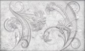 Fotobehang - Vlies Behang - Bloemenkunst op een Witte Bakstenen Muur - 368 x 254 cm