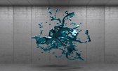 Fotobehang - Vlies Behang - Turquoise Verf 3D - Kunst - 368 x 254 cm