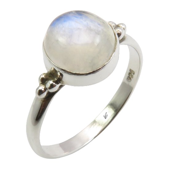 Natuursieraad -  925 sterling zilver maansteen ring maat 18.25 mm - luxe edelsteen sieraad - handgemaakt