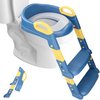 Universele WC Verkleiner met Trapje - Inclusief Kussentje & Handvaten - Toilettrainer - Toiletverkleiner - Past altijd! - Wc verkleiner met opstapje - Wc verkleiner - Opvouwbaar - Toilet hulp - 2 tot 7 jaar - Blauw-Geel
