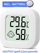 Hygrometer - Digitale Weerstation - Luchtvochtigheidsmeter - Thermometer Hygro Binnen - Inclusief Batterij en 3M plakstrip
