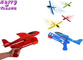 Happy Trendz® 2 Stuks Speelgoed Vliegtuig XXL met Afschietpistool - Pistool met Zweefvliegtuig- Zweefvliegtuigen - Random kleur