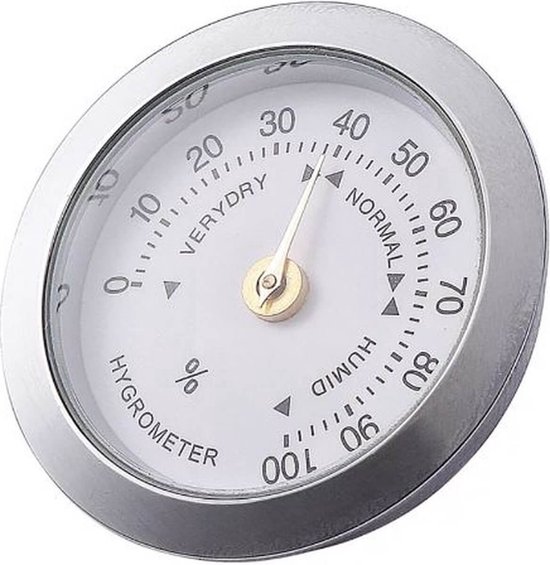Hygromètre de Luxe - analogique - argent - 37 mm de large - 9 mm  d'épaisseur - petit
