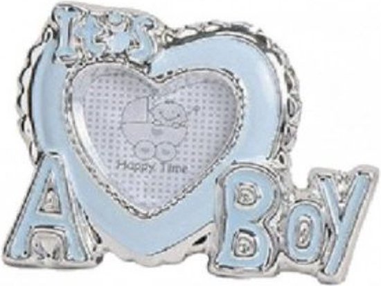 Schattig Fotolijstje voor Babyjongens - 'A Boy' in Hartvorm - Baby Blauw