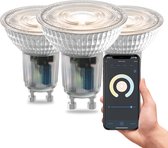 Calex Slimme Lamp - Set van 3 stuks - Wifi LED Verlichting - GU10 Smart Lichtbron - Dimbaar - Warm Wit licht - 4.9W