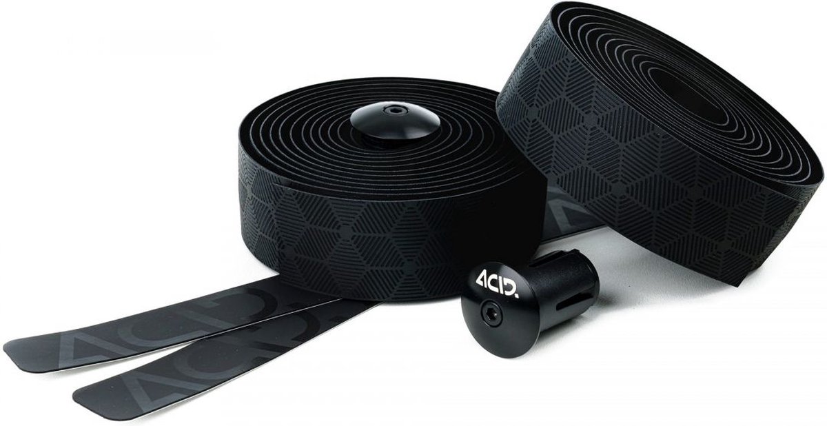 ACID Bar Tape RC 3.0 - Stuurlint - Polyurethaan met microvezels en nano-afwerking - Plakstrook - Aluminium stuurdoppen - 2000 x 30 x 3.0 mm - Zwart