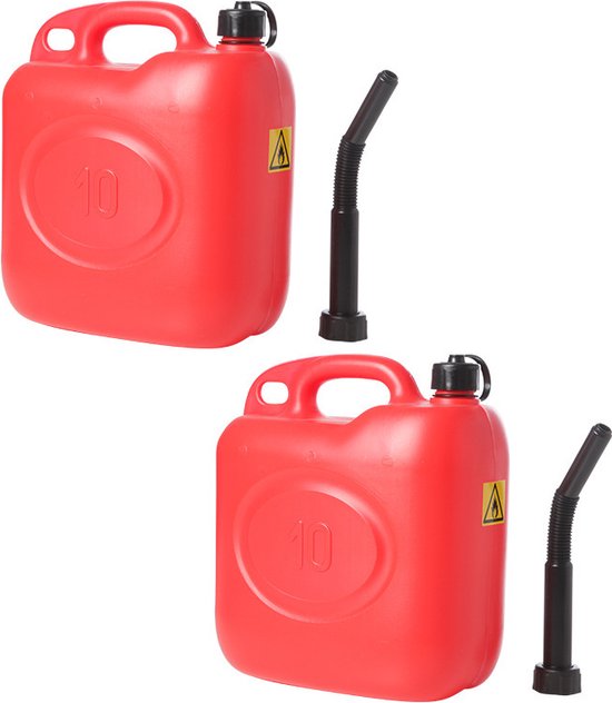 2x bidons / réservoirs d'essence 10 litres rouge - Pour diesel et essence -  Bidon
