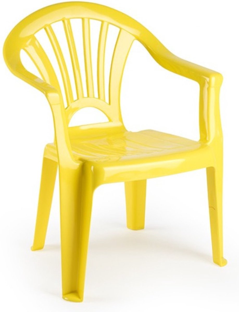 Image of 4x stuks kinder stoelen 50 cm - Geel - Tuinmeubelen - Kunststof binnen/buitenstoelen voor kinderen