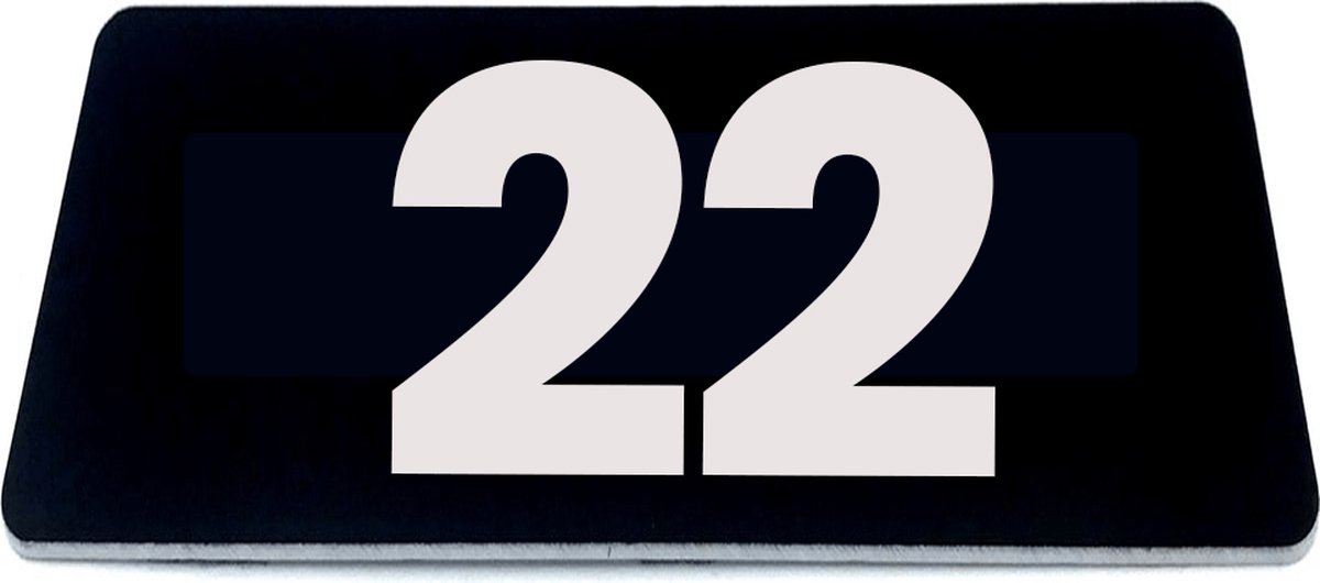 Nummerplaatje 22 - 80 x 50 x 1,6 mm - Zwart/wit - incl. 3M-tape | Nummerbordje - Deur en kamernummer - brievenbusnummers - Gratis verzending - 5 jaar garantie | Gratis Verzending