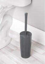 Toiletborstel met houder - 2-delige set - essentieel/vrijstaand/slank - plastic - antraciet