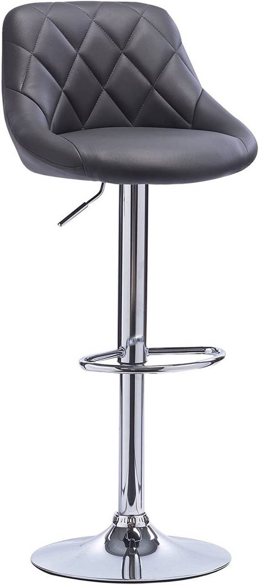 Happyment Designer Barkruk Daria - Met rugleuning - Stevig - Ergonomische barstoel - Zithoogte 60 - 82cm - Grijs - Set van 1 - Keuken en bar - In hoogte verstelbaar