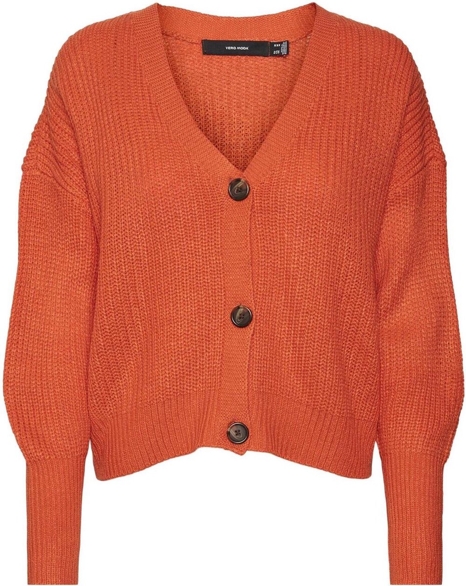 10273853 V-neck Moda Dames Vero Vest bol Ls Tangerine Cardigan Vmlea Noos - Cuff Maat XXL |