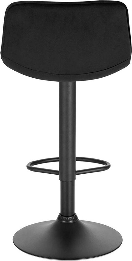 Tabourets de bar en velours Geral - Réglable en hauteur - Avec dossier - Set de 2 - Zwart - Chaises de bar ergonomiques - Cuisine et bar - Hauteur d'assise 59-81cm