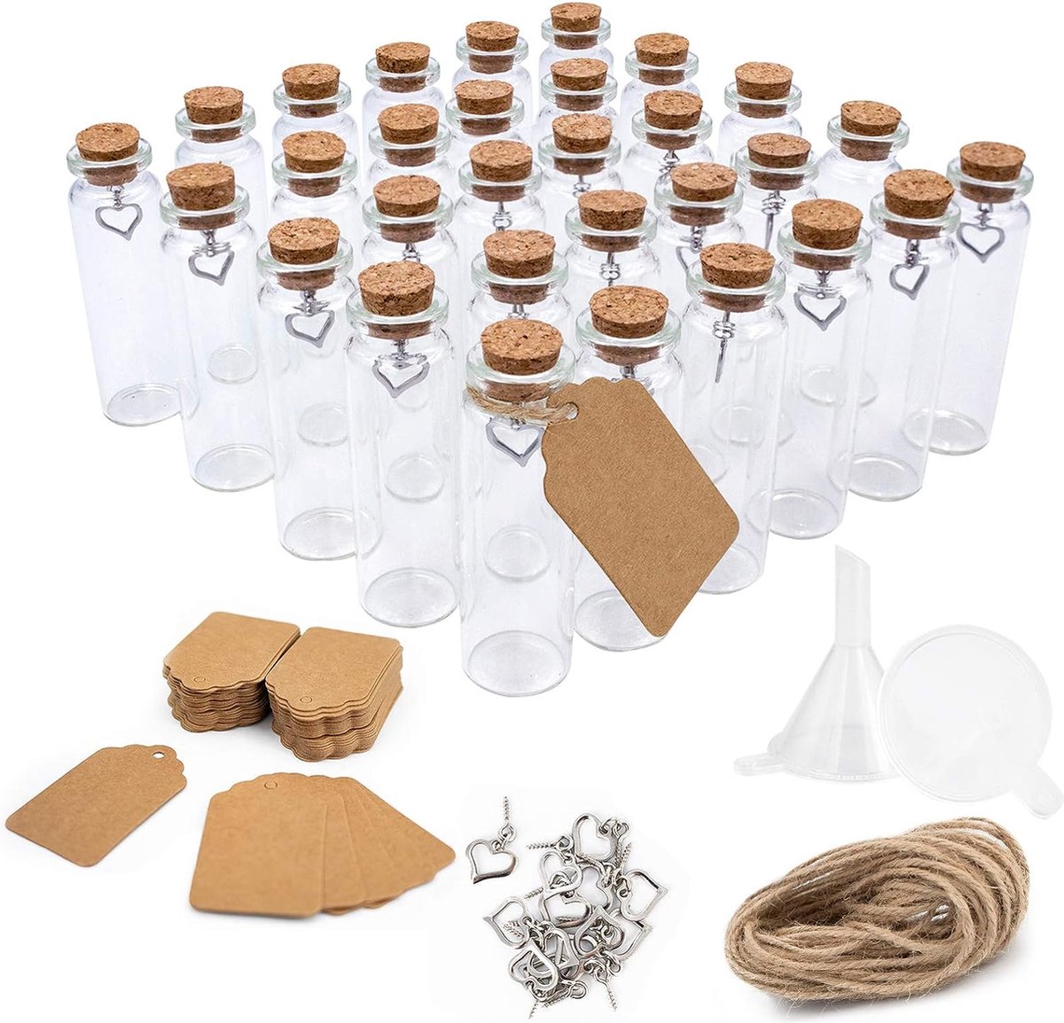 30pcs mini bouteille en verre transparent de bricolage de de avec