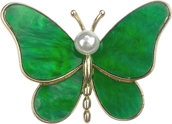 Broche Sierspeld Paarlemoer Groen 4.1 cm / 2.9 cm / Goud Groen Paarlemoer