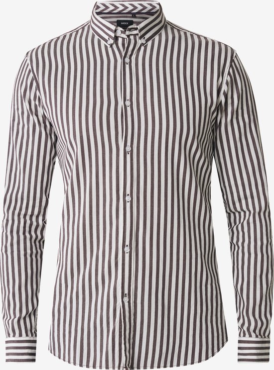Woven Striped Shirt Mannen - Burgundy - Maat L