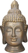 Cheqo® Luxe Boeddha Beeld - Buddha Beeld voor Binnen en Buiten - Boeddha Hoofd - Tuinbeeld - Brons - 74.5cm