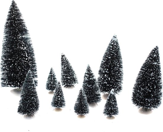 Fééric Lights & Christmas - set van 10 miniatuur kerstbomen - Accessoires