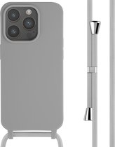 Coque iPhone 15 Pro avec cordon - Coque en Siliconen iMoshion avec cordon - Gris clair