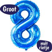 Cijfer Ballonnen - Ballon Cijfer 8 - 70cm Blauw - Folie - Opblaas Cijfers - Verjaardag - 8 jaar, 18 jaar, 80 jaar - Versiering