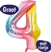 Cijfer Ballonnen - Ballon Cijfer 4 - 70cm Regenboog - Folie - Opblaas Cijfers - Verjaardag - 4 jaar, 40 jaar - Versiering