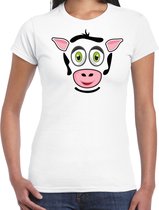 Bellatio Decorations dieren verkleed t-shirt dames - koe gezicht - carnavalskleding - wit XXL