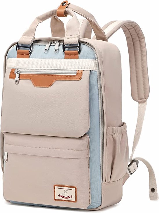 Vermanto Backpack - Sac à dos - 25 litres - Laptop - Bookbag - Vintage - Homme - Femme - Laptop - École - Bookbag - Beige