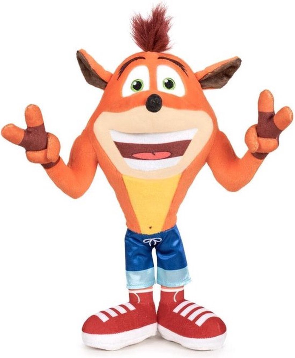 Crash Bandicoot Happy Pluche Knuffel 20 cm {Speelgoed knuffeldier knuffelpop voor kinderen jongens meisjes | Crash Bandicoot Plush Toy}