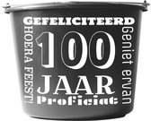 Emmer – 12 liter – zwart – Cadeau – Verjaardag – met tekst: Gefeliciteerd 100 jaar