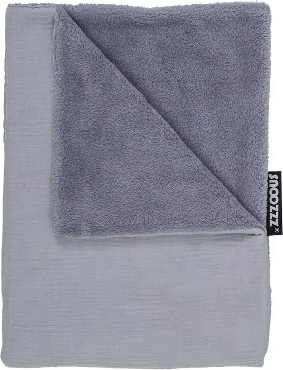 Snoozzz Baby Deken Wieg deken - 100 x 75 cm - zachte teddy met hydrofiel katoen - Grijs