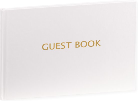 SecaDesign Gastenboek - GUEST BOOK - A4 formaat - wit / goud - receptieboek huwelijk - GBW2130GG