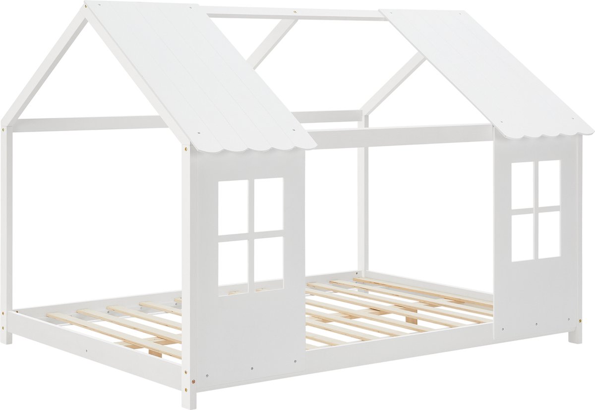 en.casa Kinderbed Tostedt huisbed grenen wit 120x200 cm [en.casa]