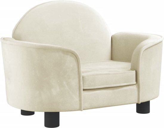 vidaXL Hondenmand - 70x45x33 cm - Fluweel - crèmekleurig Hondenbed
