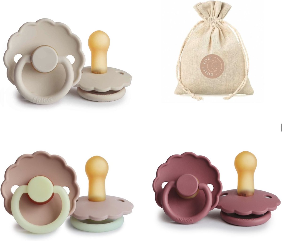 Goedkoopste FRIGG Daisy T2 - Sandstone, Dusty rose en Blush Night Bolletoet speenzakje - 6-18 maanden