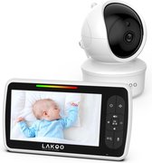 LAKOO Babyfoon met Monitor & App - 1080p Full HD, Wifi, Nachtzicht, Bewegingsdetectie, Terugspreekfunctie, Slaapmuziek, Draaibaar - Duurzaam, 5 Jaar Garantie!