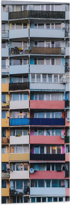 Vlag - Gebouw - Huizen - Flat - Balkon - Ramen - 30x90 cm Foto op Polyester Vlag