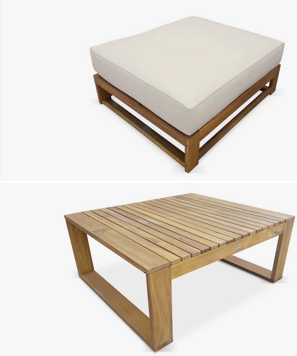 sweeek - Tuinset van hout voor 5 personen - mendoza - bank, fauteuils en salontafel van acacia, 6 modulaire elementen, design – foto 5