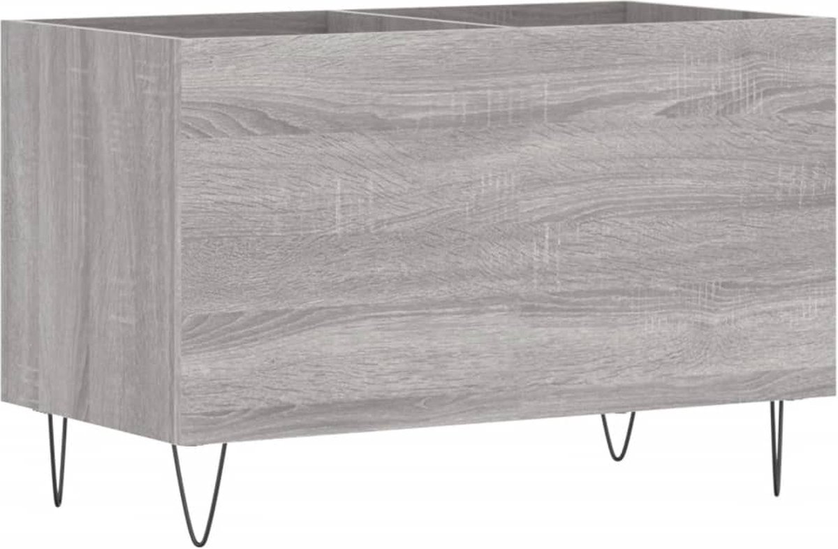 vidaXL - Platenkast - 74,5x38x48 - cm - bewerkt - hout - grijs - sonoma - eikenkleurig