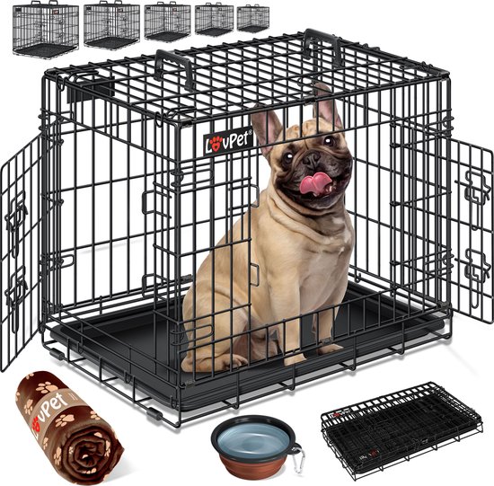 LOVPET® Cage pour chien Cage de transport pour chien pliable Incl.  Couverture polaire... | bol