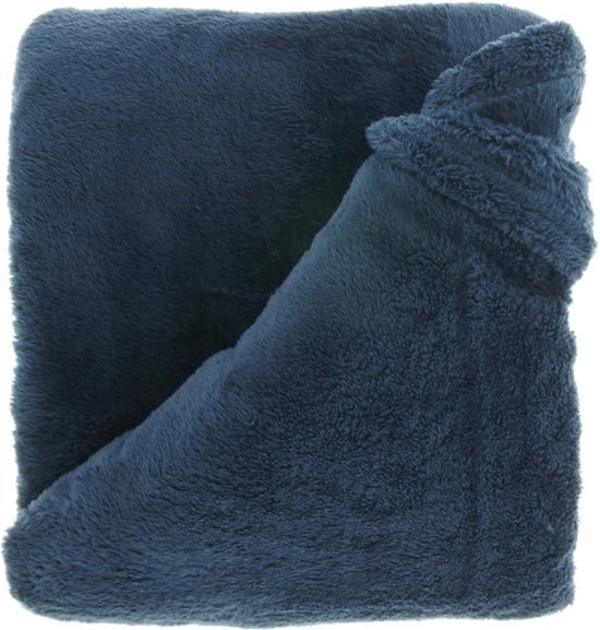 Unique Living Plaid Justin - Polyester - Blauw - 150 x 200 x 0 cm (BxHxD)