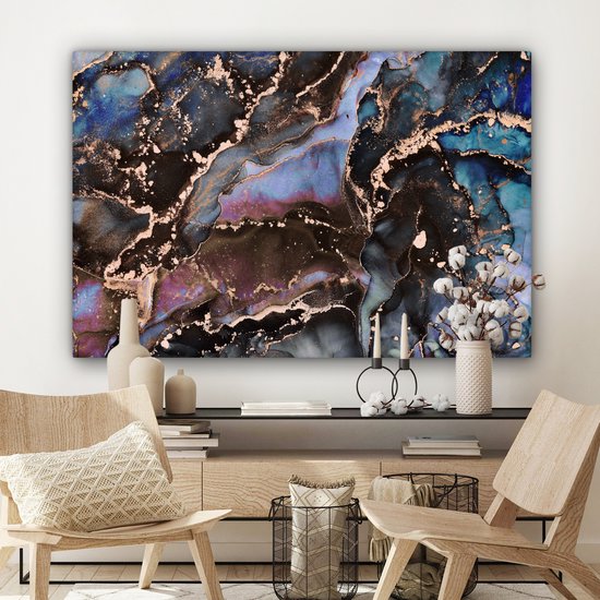 Toile Peinture Marbre - Goud - Rosé - 140x90 cm - Décoration murale