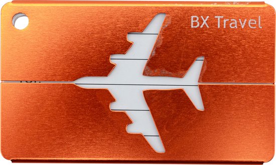 Etiquette bagage - Etiquette valise - Accessoire de voyage - Etiquette bagage - Etiquette aluminium - Couleur : Oranje - Merk: BX Travel®