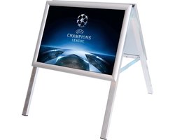 Stoepbord A3 formaat | Aluminium | 55cm x 45cm x 53cm (H x B x D) | Zilver