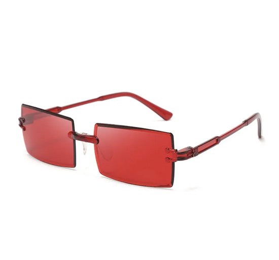 Rechthoekige Zonnebril - Unisex - Rood