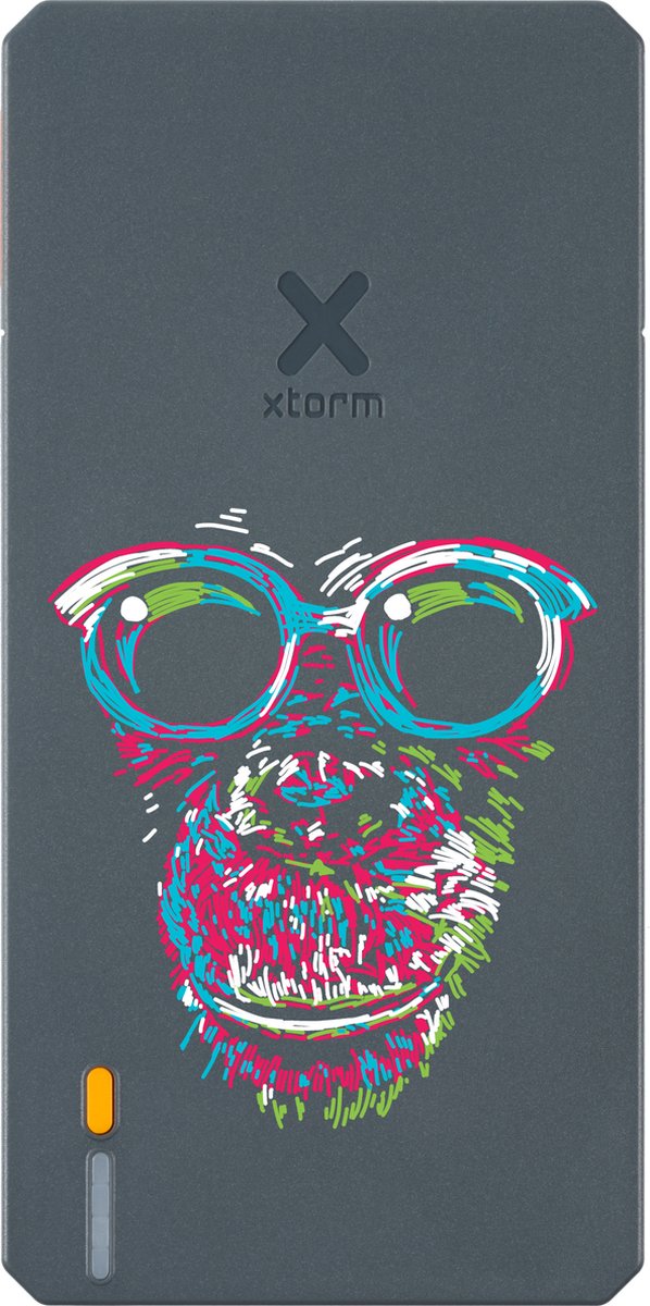 Xtorm Powerbank 20.000mAh Blauw - Design - Doodle Chimp - USB-C poort - Lichtgewicht / Reisformaat - Geschikt voor iPhone en Samsung