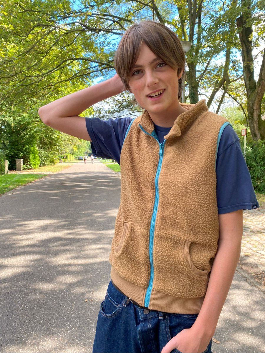 Ducksday fleece bodywarmer voor kinderen teddy sherpa unisex – petrol – 14 jaar Bruin