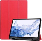 Just in Case Smart Tri-fold met Penhouder Samsung Galaxy Tab S8 / S7 Book Case Rood